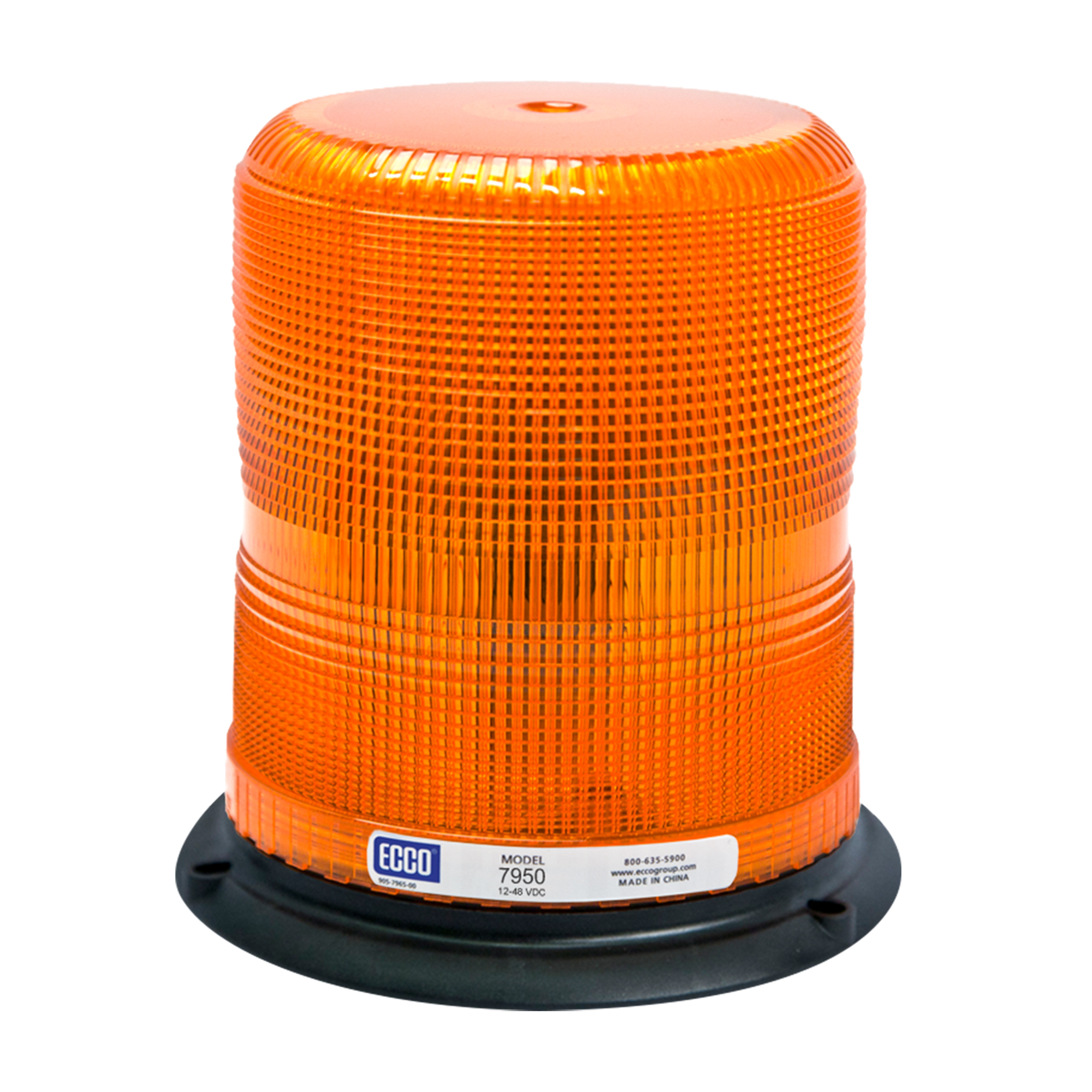ECCO, LED Beacon: med profile, 11 flash patterns, amber, Light Type LED, Lens Color Amber, Included (qty.) 1 Model# 7950A